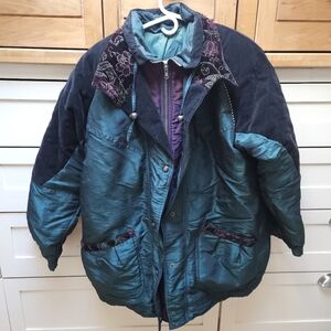Vintage Iridescent Puffer Ski Jacket In Excellent Condition Medium To Large